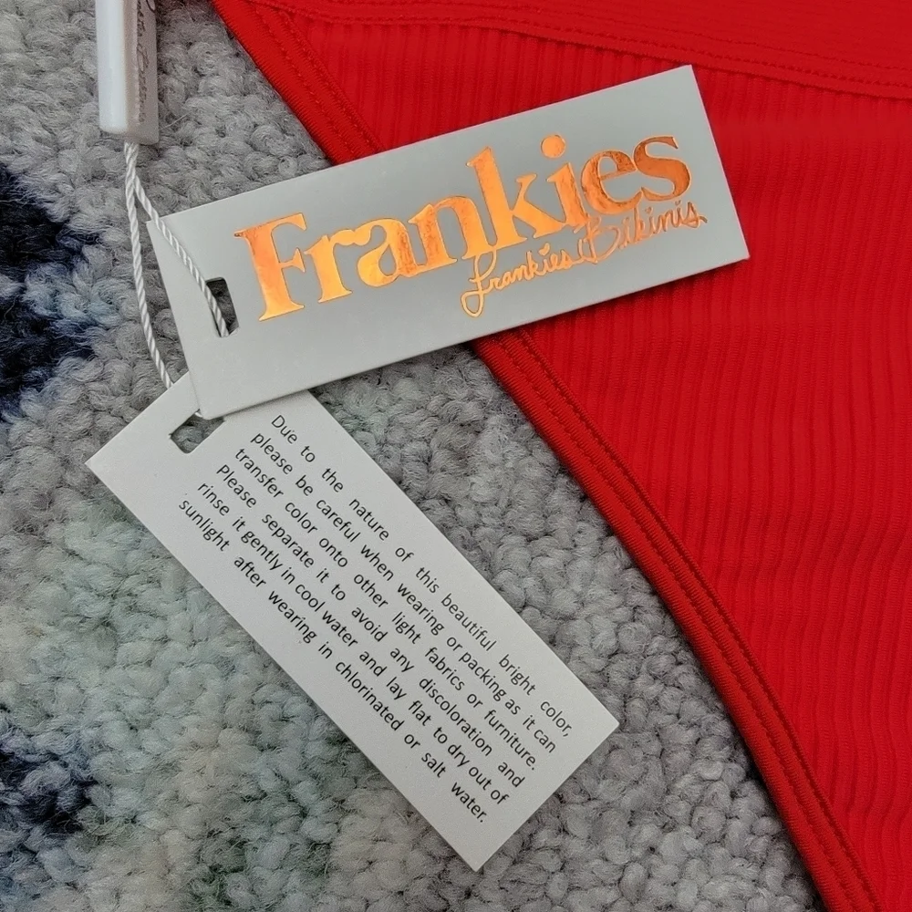 Frankie's Bikinis Drew Bikini Bottom in Red size L NWT
